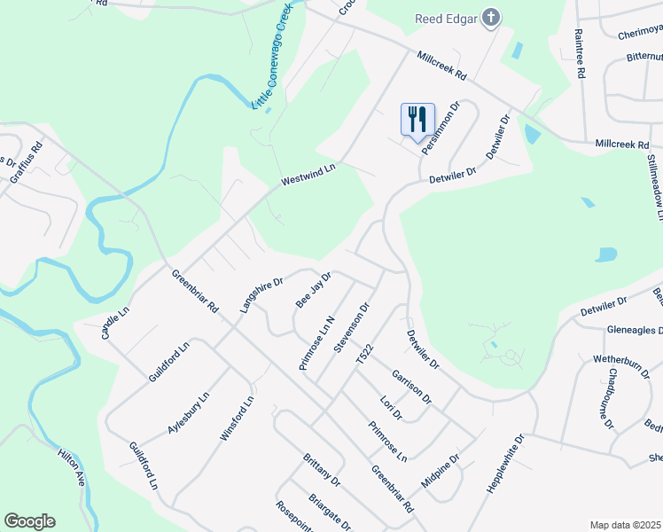 map of restaurants, bars, coffee shops, grocery stores, and more near 1333 Bee Jay Drive in York