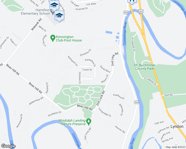 map of restaurants, bars, coffee shops, grocery stores, and more near 318 Pennshire Drive in Lancaster