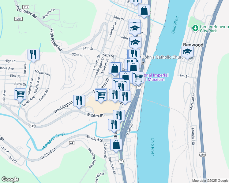 map of restaurants, bars, coffee shops, grocery stores, and more near 3002 Guernsey Street in Bellaire