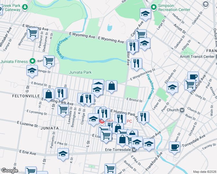 map of restaurants, bars, coffee shops, grocery stores, and more near 4308 Glendale Street in Philadelphia