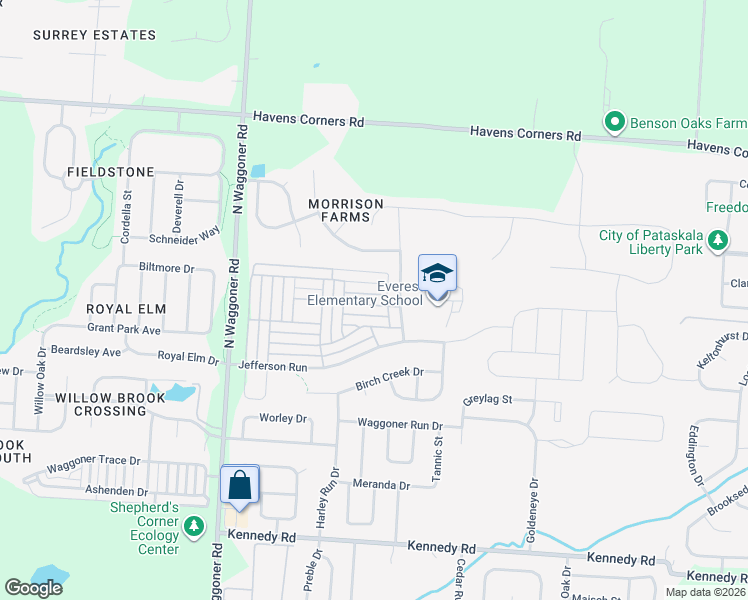 map of restaurants, bars, coffee shops, grocery stores, and more near 7832 Candytuft Street in Blacklick