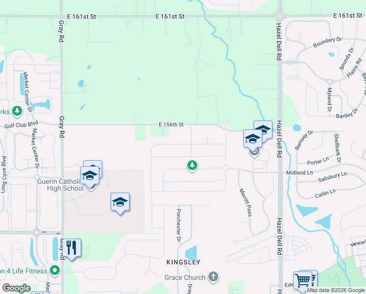 map of restaurants, bars, coffee shops, grocery stores, and more near 5362 East 156th Street in Noblesville