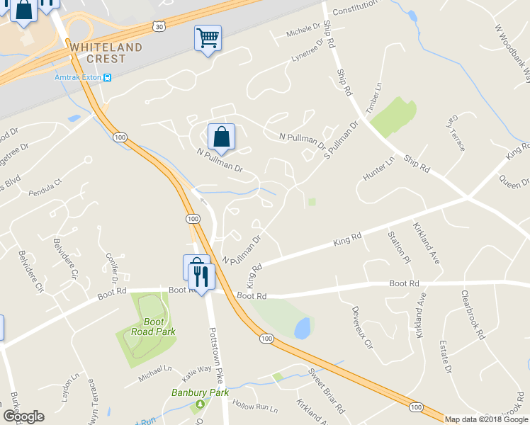 map of restaurants, bars, coffee shops, grocery stores, and more near 216 Smallwood Court in West Chester