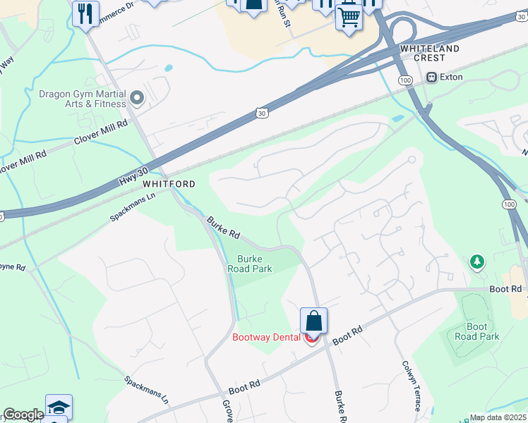 map of restaurants, bars, coffee shops, grocery stores, and more near 256 Torrey Pine Court in West Chester
