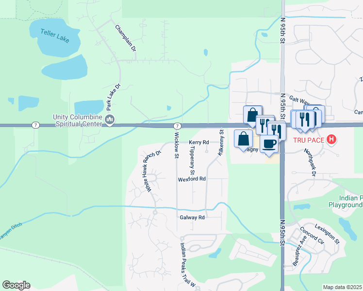 map of restaurants, bars, coffee shops, grocery stores, and more near 9218 Arapahoe Road in Boulder