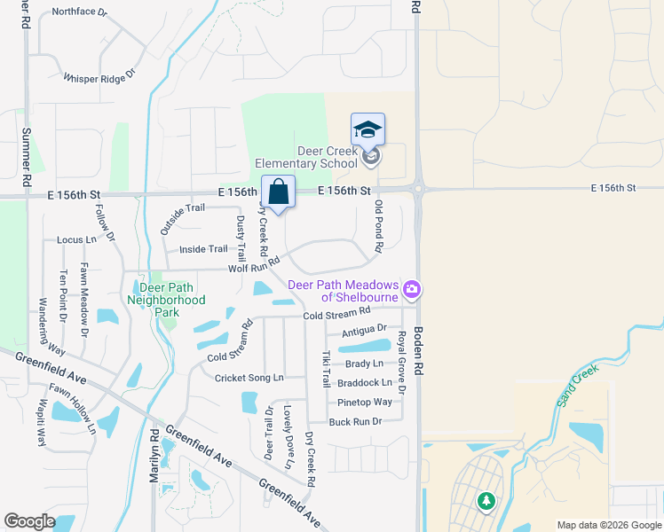 map of restaurants, bars, coffee shops, grocery stores, and more near 12549 Wolf Run Road in Noblesville