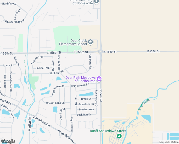 map of restaurants, bars, coffee shops, grocery stores, and more near 12669 Old Pond Road in Noblesville