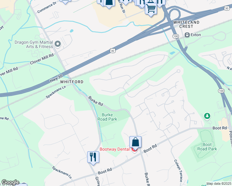 map of restaurants, bars, coffee shops, grocery stores, and more near 252 Torrey Pine Court in West Chester