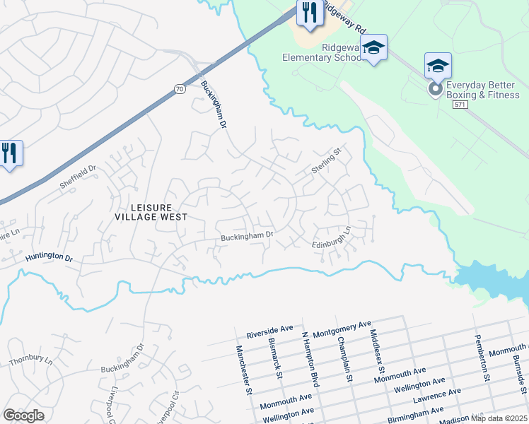 map of restaurants, bars, coffee shops, grocery stores, and more near 80B Buckingham Drive in Manchester Township