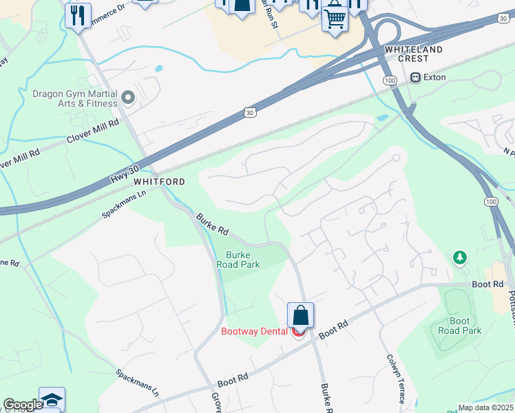 map of restaurants, bars, coffee shops, grocery stores, and more near 252 Torrey Pine Court in West Chester