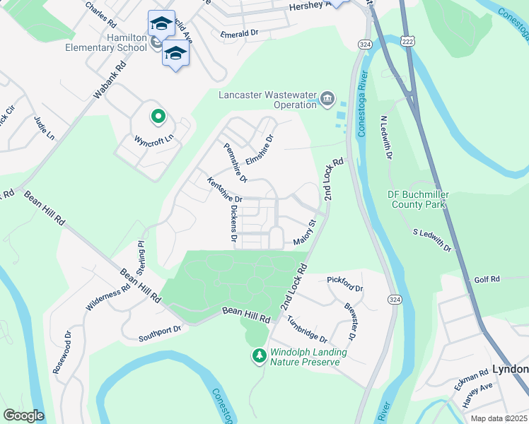 map of restaurants, bars, coffee shops, grocery stores, and more near 272 Kentshire Drive in Lancaster
