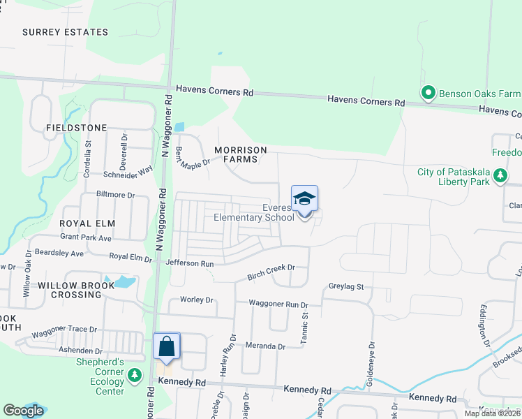 map of restaurants, bars, coffee shops, grocery stores, and more near 7034 Freesia Street in Blacklick