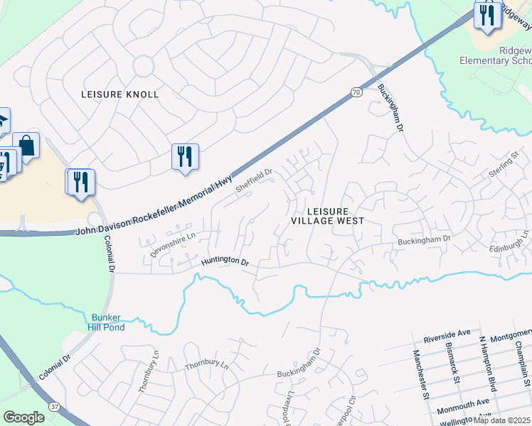 map of restaurants, bars, coffee shops, grocery stores, and more near 568B Mayfair Road in Manchester Township