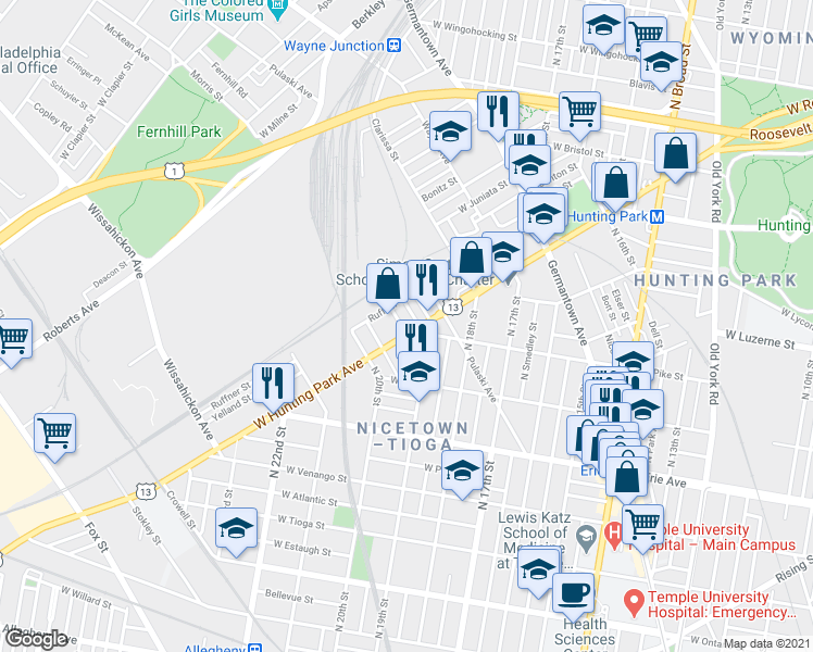 map of restaurants, bars, coffee shops, grocery stores, and more near 3923 Priscilla Street in Philadelphia