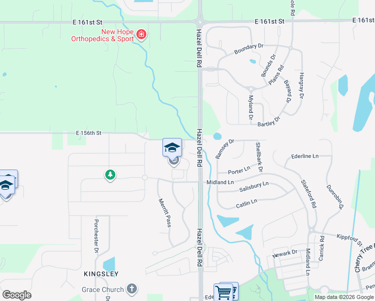 map of restaurants, bars, coffee shops, grocery stores, and more near 15545 Hazel Dell Road in Noblesville