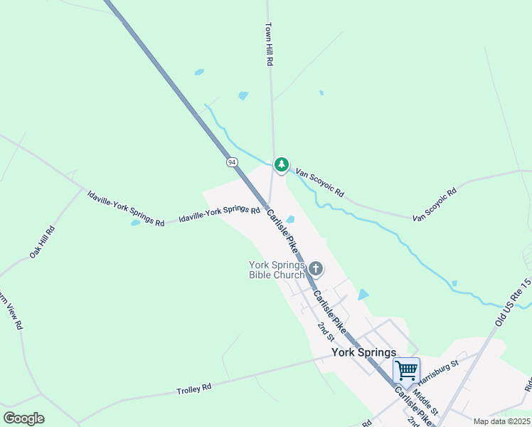 map of restaurants, bars, coffee shops, grocery stores, and more near 423 Main Street in York Springs
