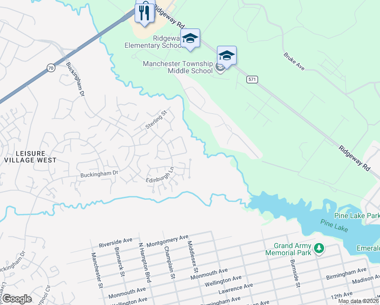 map of restaurants, bars, coffee shops, grocery stores, and more near 47F Edinburgh Lane in Manchester Township