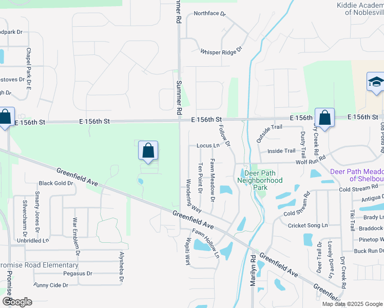 map of restaurants, bars, coffee shops, grocery stores, and more near 15438 Wandering Way in Noblesville