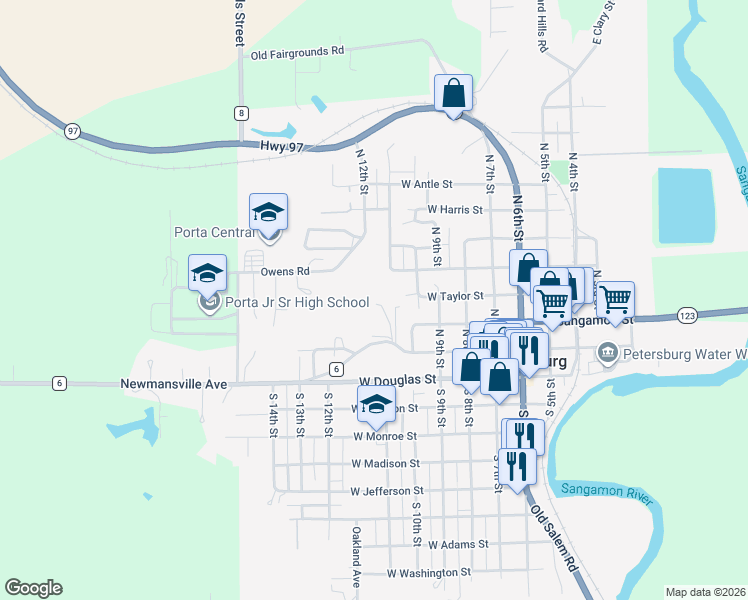 map of restaurants, bars, coffee shops, grocery stores, and more near 498 W Rutledge St in Petersburg