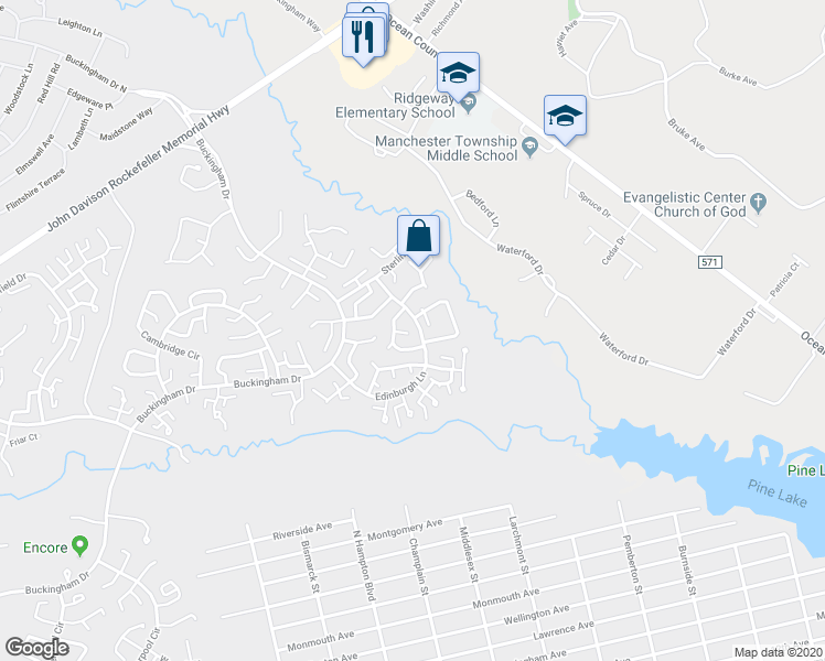 map of restaurants, bars, coffee shops, grocery stores, and more near 25B Edinburgh Lane in Manchester Township