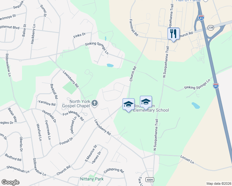 map of restaurants, bars, coffee shops, grocery stores, and more near 565 Soapstone Lane in York