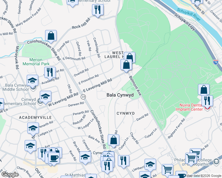 map of restaurants, bars, coffee shops, grocery stores, and more near in Montgomery County