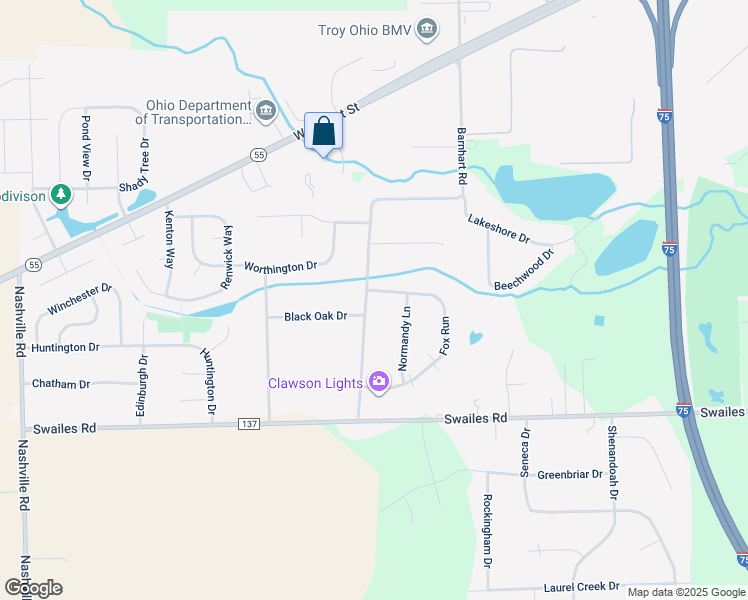 map of restaurants, bars, coffee shops, grocery stores, and more near 1490 Fox Run in Troy