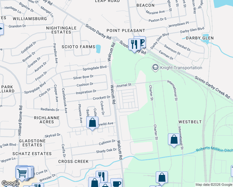 map of restaurants, bars, coffee shops, grocery stores, and more near 3022 Mattox Street in Columbus