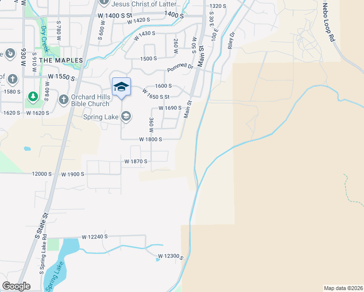 map of restaurants, bars, coffee shops, grocery stores, and more near 1836 South 100 East in Payson