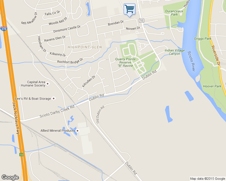 map of restaurants, bars, coffee shops, grocery stores, and more near 2927 Splitrock Road in Columbus