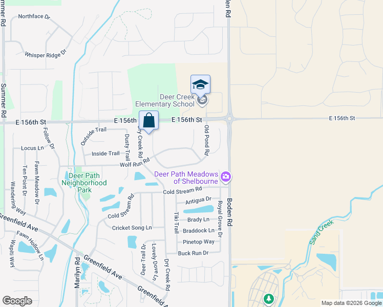 map of restaurants, bars, coffee shops, grocery stores, and more near 12629 Wolf Run Road in Noblesville