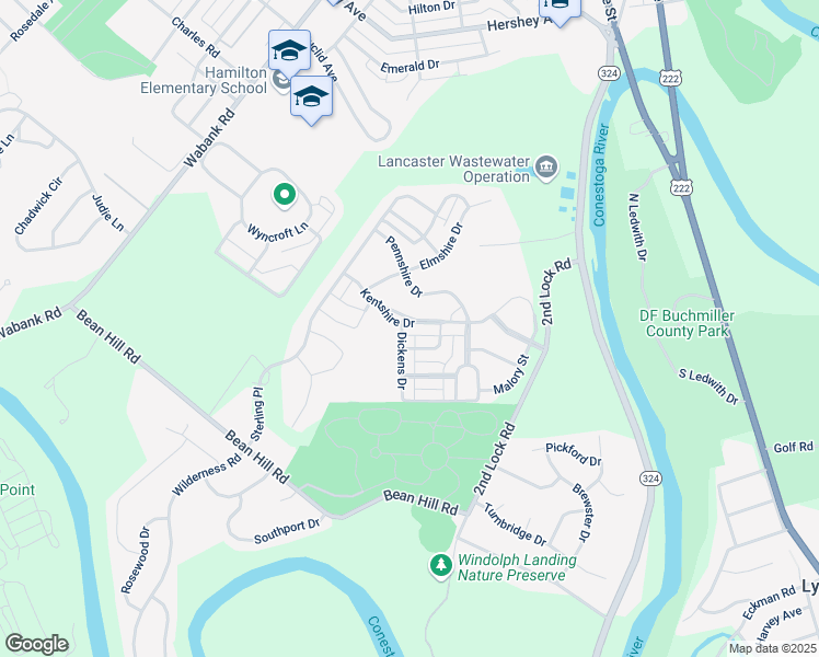 map of restaurants, bars, coffee shops, grocery stores, and more near 234 Kentshire Drive in Lancaster