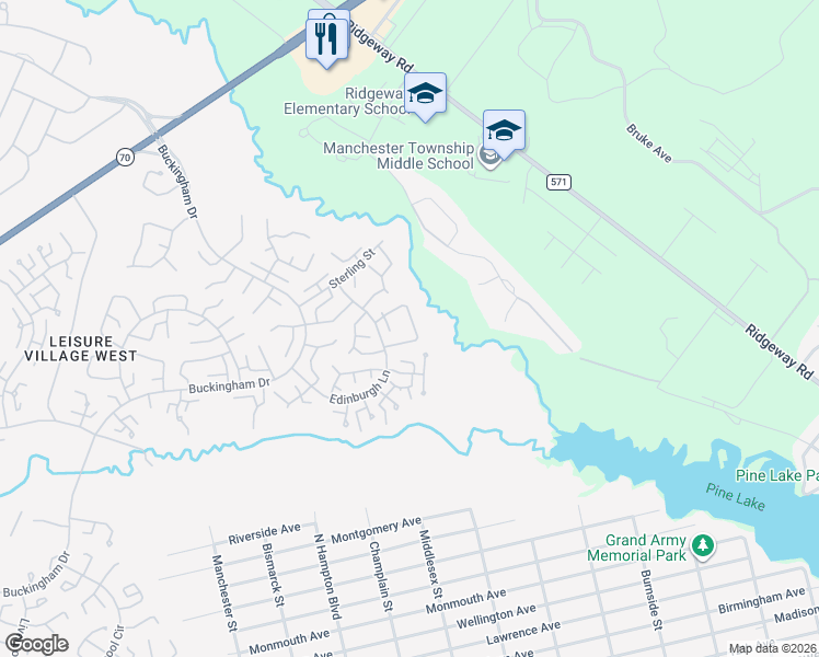 map of restaurants, bars, coffee shops, grocery stores, and more near 47F Edinburgh Lane in Manchester Township
