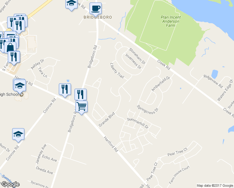 map of restaurants, bars, coffee shops, grocery stores, and more near 1 Buckingham Court in Delran