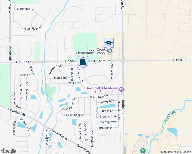 map of restaurants, bars, coffee shops, grocery stores, and more near 12549 Wolf Run Road in Noblesville