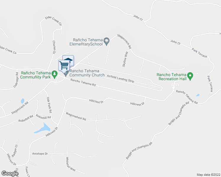 map of restaurants, bars, coffee shops, grocery stores, and more near 17400 Rancho Tehama Rd in Corning