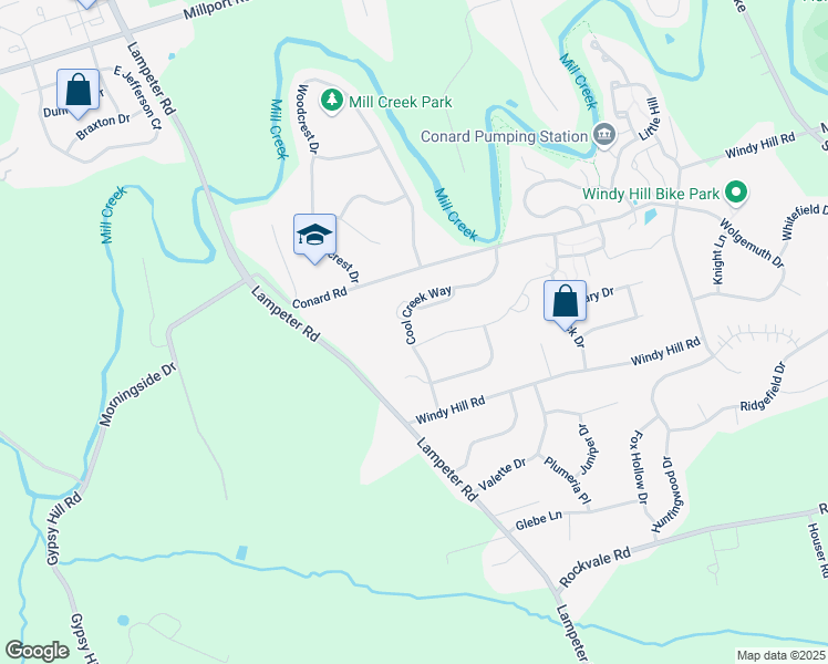 map of restaurants, bars, coffee shops, grocery stores, and more near 281 Cool Creek Way in Lancaster