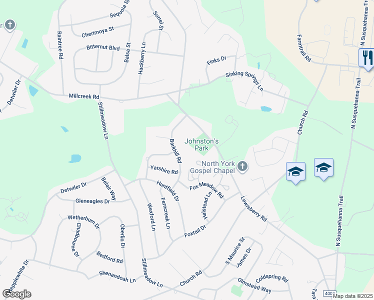 map of restaurants, bars, coffee shops, grocery stores, and more near 6259 Reynolds Mill Road in Seven Valleys