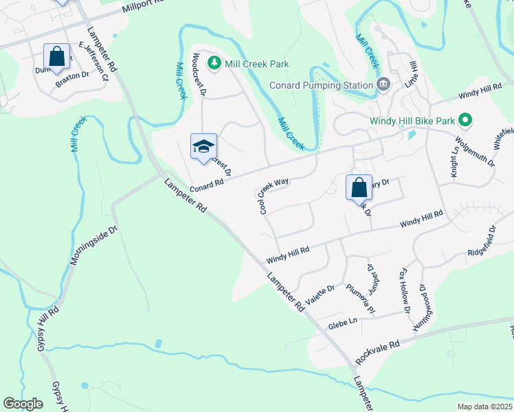 map of restaurants, bars, coffee shops, grocery stores, and more near 281 Cool Creek Way in Lancaster
