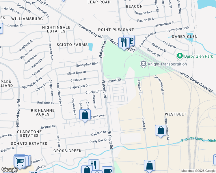 map of restaurants, bars, coffee shops, grocery stores, and more near 3022 Mattox Street in Columbus
