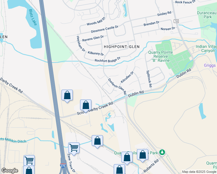 map of restaurants, bars, coffee shops, grocery stores, and more near 2979 Gilligans Court in Columbus