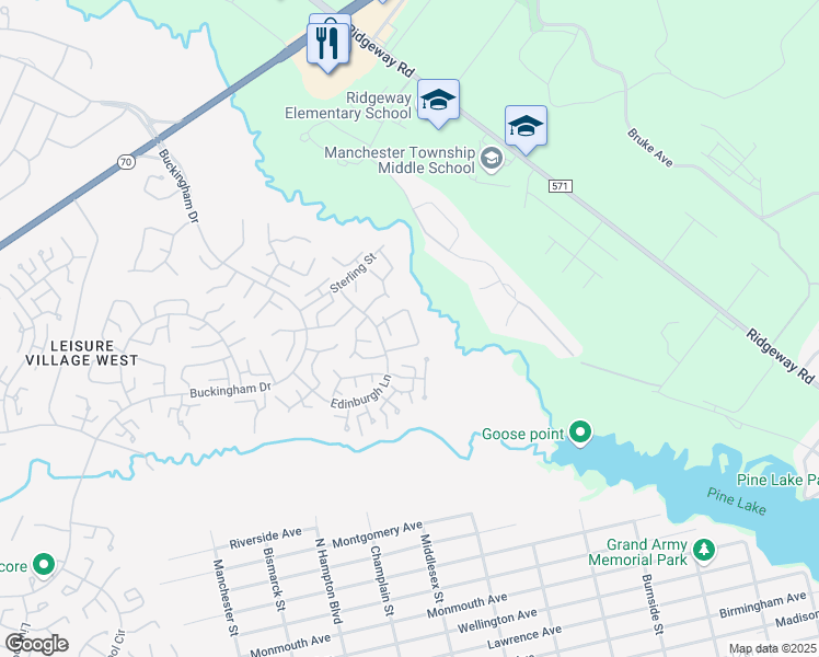 map of restaurants, bars, coffee shops, grocery stores, and more near 47D Edinburgh Lane in Manchester Township
