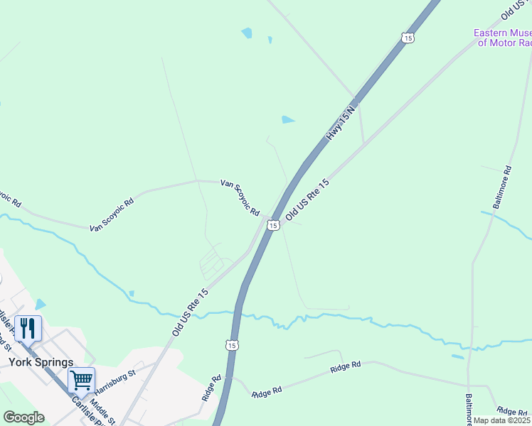 map of restaurants, bars, coffee shops, grocery stores, and more near in York Springs