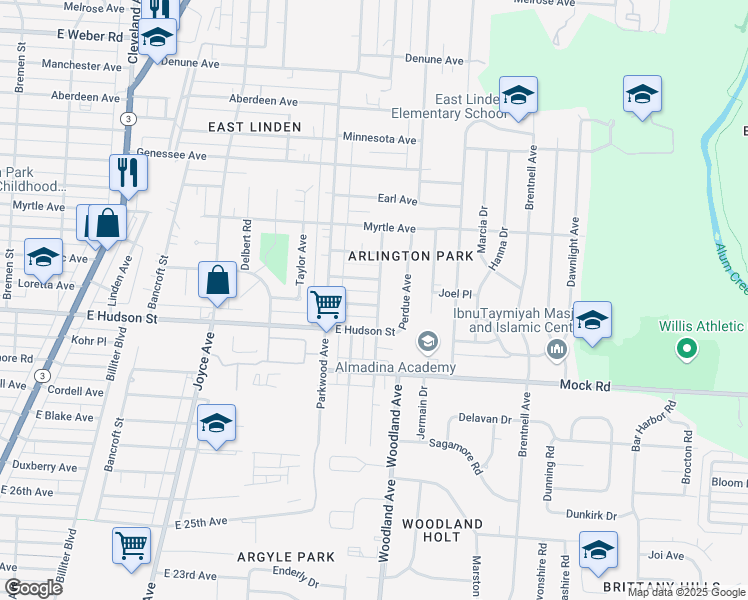 map of restaurants, bars, coffee shops, grocery stores, and more near 2066 Loretta Avenue in Columbus