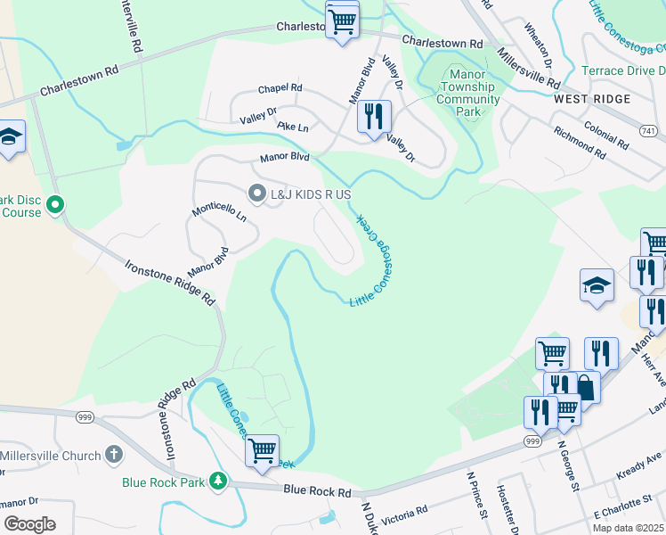 map of restaurants, bars, coffee shops, grocery stores, and more near 1094 Williamsburg Rd in Lancaster