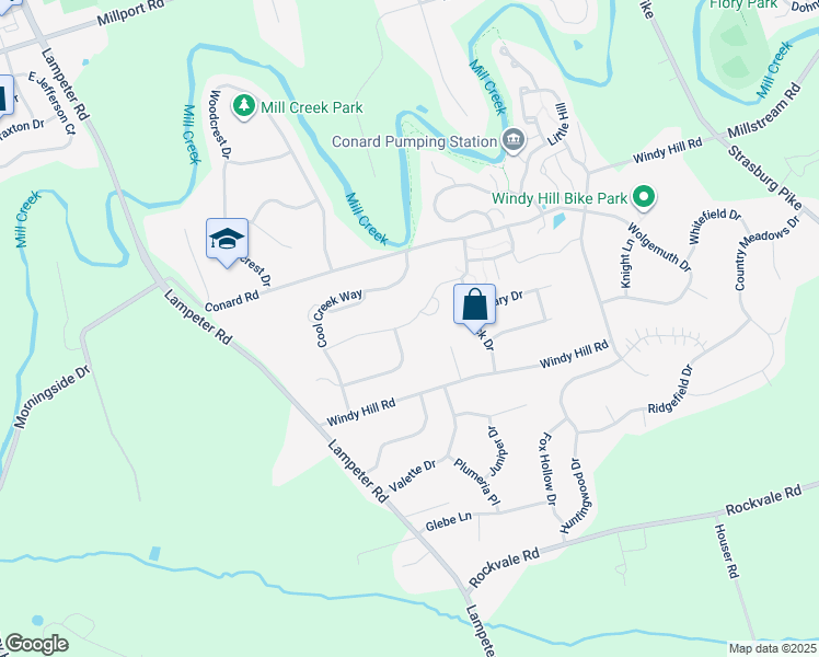 map of restaurants, bars, coffee shops, grocery stores, and more near 256 Steepbank Road in Lancaster