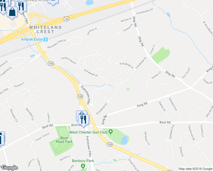 map of restaurants, bars, coffee shops, grocery stores, and more near 214 Smallwood Court in West Chester