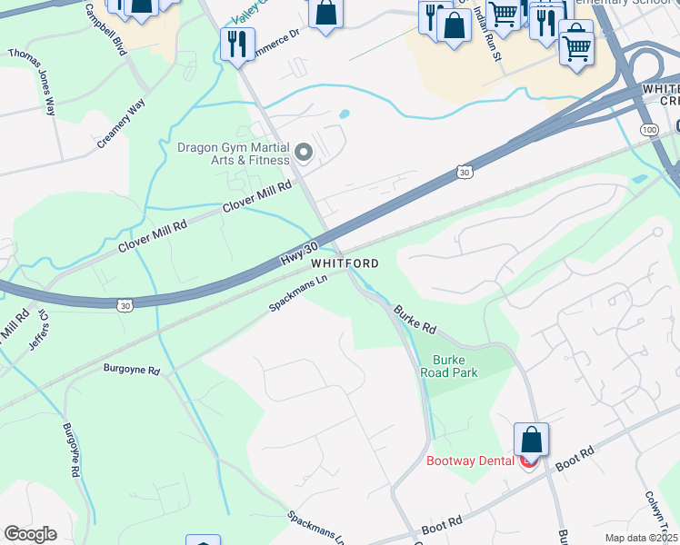 map of restaurants, bars, coffee shops, grocery stores, and more near 442 Spackmans Lane in West Chester