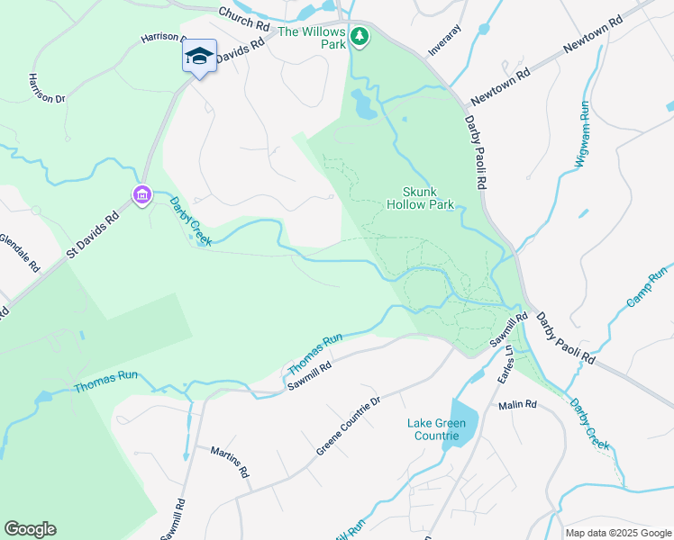 map of restaurants, bars, coffee shops, grocery stores, and more near 49 Paper Mill Road in Newtown Square