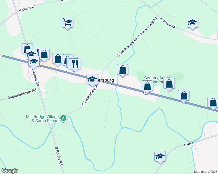 map of restaurants, bars, coffee shops, grocery stores, and more near 2906 Lincoln Highway East in Gordonville